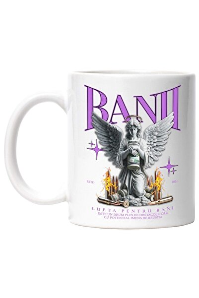 INOVATIX Cana alba personalizata, Inger Cu Dolari Americani - Banii si Lupta, INOVATIX®. 330ml