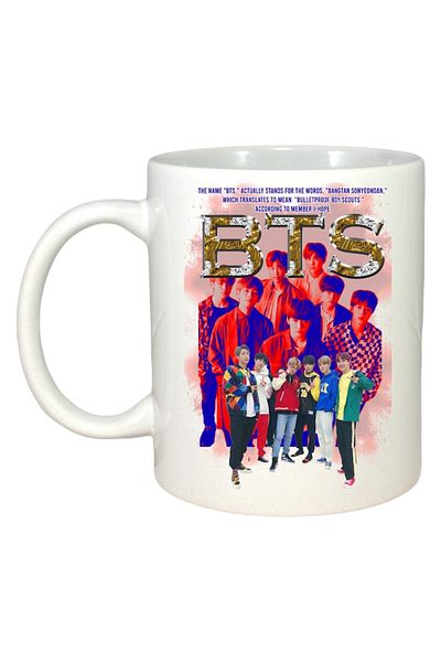 INOVATIX Personalized White Mug, Bts Band 5, White Handle and Interior, ®. 330ml