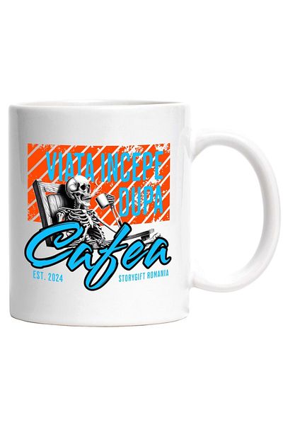INOVATIX Personalized white mug, Life Begins After Coffee, INOVATIX®. 330ml