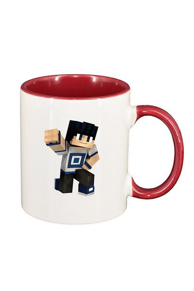 INOVATIX Personalized white mug, Minecraft, dark red interior, D1460, INOVATIX®. 330ml