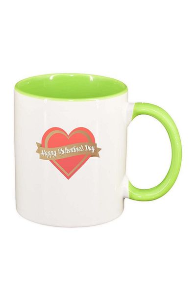 INOVATIX Personalized white mug, Love, light green interior, D336, INOVATIX®. 330ml