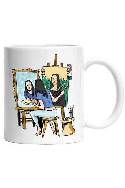 INOVATIX Personalized white mug, Painter, Face, Self-portrait, Painting, Mirr...