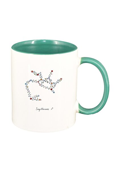 INOVATIX Cana alba personalizata, Zodiac, Sagittarius, interior verde, D1380,...