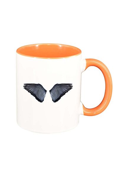 INOVATIX Personalized white mug, Wings, orange interior, D952, INOVATIX®. 330ml