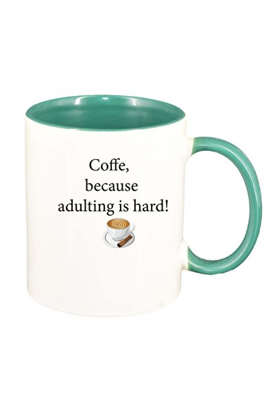 INOVATIX Cana alba personalizata, αγάπη για τον καφέ, εσωτερικός πράσινος, D1...