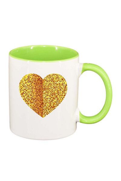 INOVATIX Personalized white mug, Love, light green interior, D384, INOVATIX®. 330ml