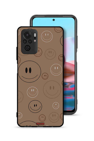 Tolwak Xiaomi Redmi Note 10 4G Protective Case Cover Smiley Faces Pattern
