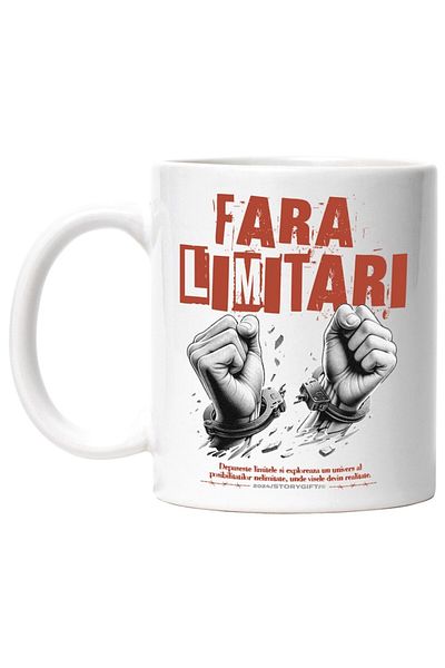 INOVATIX Personalized white mug, No Limits - Handcuffs, Freedom of Expression, INOVATIX®. 330ml