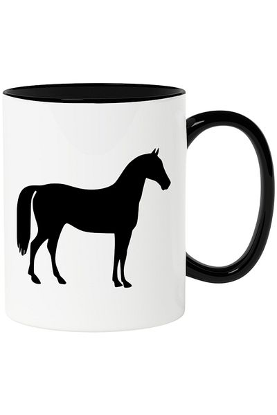 INOVATIX Personalized white mug, a horse - for equestrian enthusiasts with Black Handle, INOVATIX®. 330ml