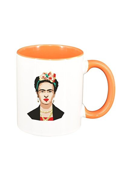 INOVATIX Персонализирана бяла чаша, Frida, оранжева вътрешност, D1453, INOVAT...