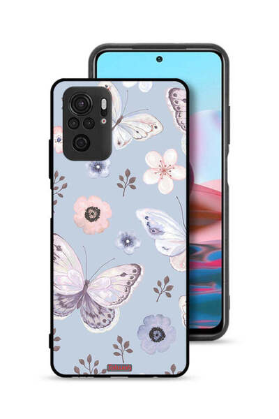 Tolwak Xiaomi Redmi Note 10S Protective Case Cover Butterflies And Flowers