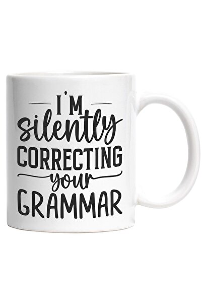 INOVATIX Cana alba personalizata, ul Iti corectez in tacere gramatica, INOVATIX®. 330ml