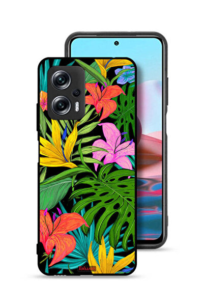 Tolwak غطاء حماية لهاتف شاومي ريدمي نوت 11T برو 5G بنقشة زهور استوائية وأوراق شجر