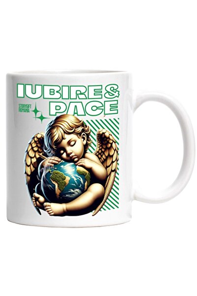INOVATIX Cana alba personalizata, Bebe inger si planeta Terra iubire & pace, ...