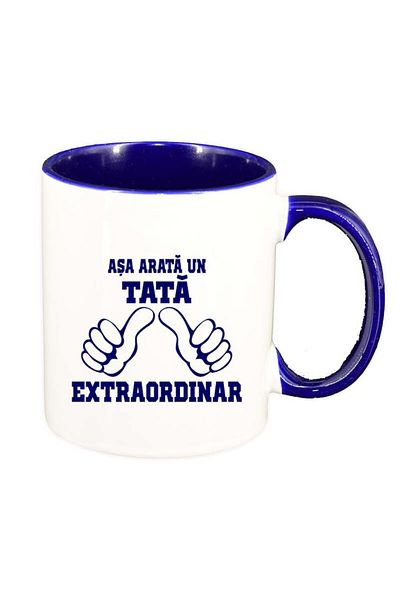 INOVATIX Cana alba personalizata, Extraordinar, interior albastru inchis, D86, INOVATIX®. 330ml
