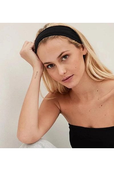 HISCOSMETIC Women's Stretchy Cotton Headband Set of 2 Black and White Colors