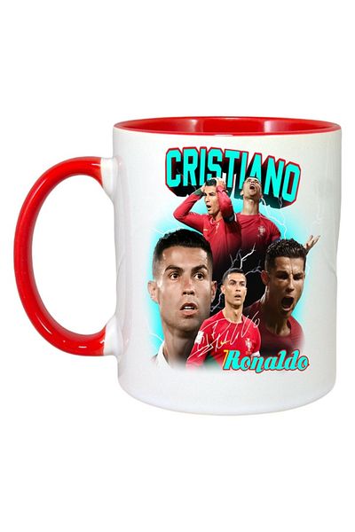 INOVATIX Cana Alba Personalizata, Cristiano Sad, Maner Si Interior Rosu, ®. 330ml