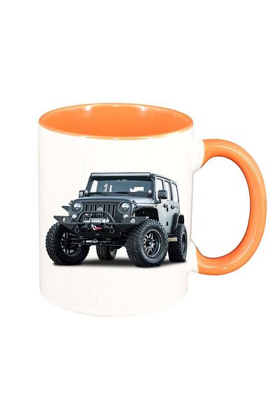 INOVATIX Personalized white mug, Jeep, orange interior, D20, INOVATIX®. 330ml