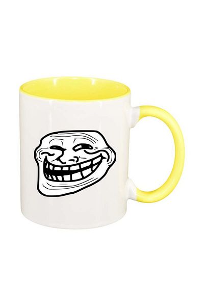 INOVATIX Personalized white mug, Troll, yellow interior, D179, INOVATIX®. 330ml