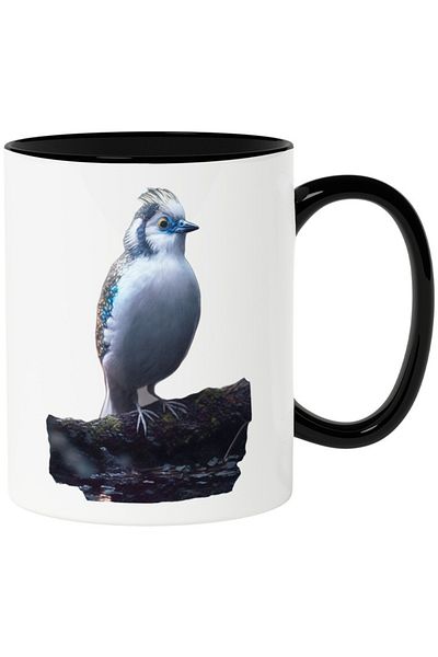 INOVATIX Personalized white mug, Blue Bird, Exotic, Birds, Animals, with Black Handle, INOVATIX®. 330ml