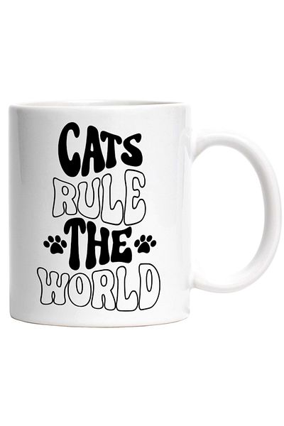 INOVATIX Personalized white mug, paws for those who believe that cats rule the world, INOVATIX®. 330ml