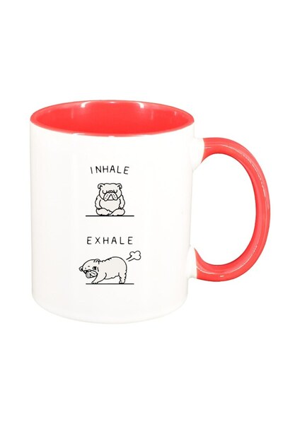 INOVATIX Cana alba personalizata, Inhale exhale, interior rosu, D1451, INOVAT...