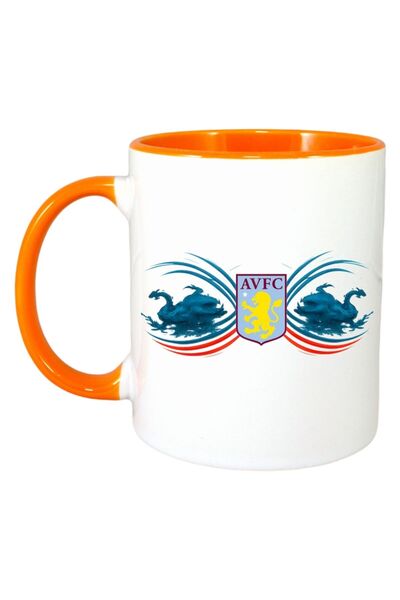 INOVATIX Εξατομικευμένη Λευκή Κούπα, Aston Villa Αγγλίας, Πορτοκαλί Λαβή και ...