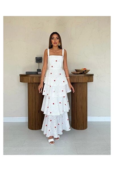 Butik Beyaz Askılı Elbise