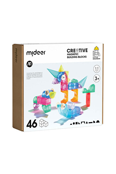 Mideer Set de construcții magnetic, 46 de piese colorate