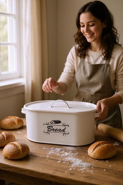 Turkco Retro Vintage Covered Metal Bread Box, 34.5X19X15Cm