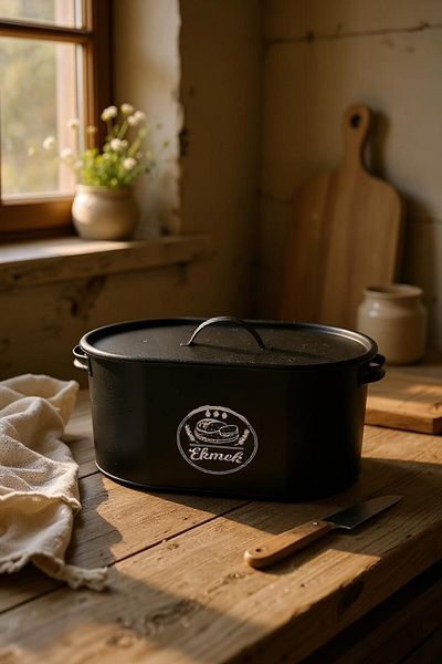 Turkco Retro Vintage Covered Metal Bread Box, 34.5X19X15Cm