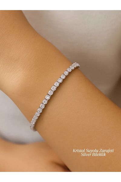 ZERİUM Crystal Waterway Elegance – Stylish Bracelet with Silver Color Detail