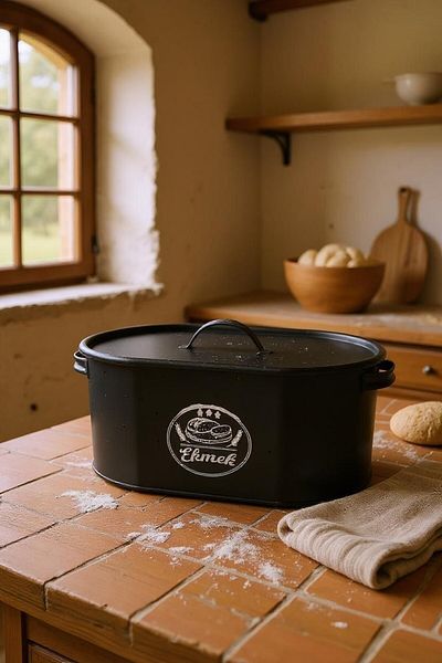Turkco Retro Vintage Covered Metal Bread Box, 34.5X19X15Cm