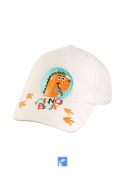 Kardelen Butik Denizli 100% Cotton Dinosaur Embroidered Hat for Babies (0-18 Months) (Size 44-46 cm)