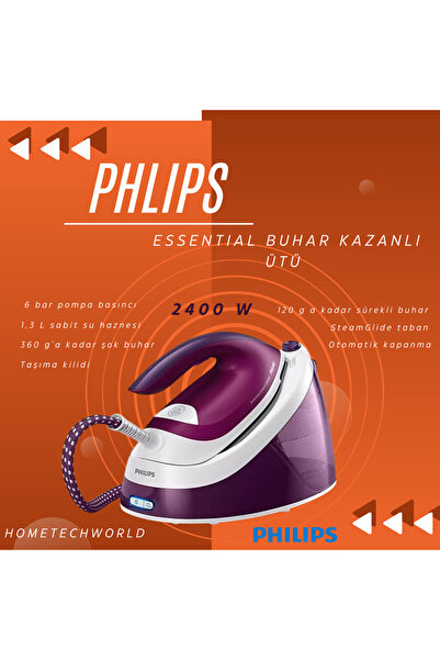 Philips Perfectcare Compact 2400 W Buhar Kazanlı Ütü(GC6842/30 )+GRD.SAÇ DÜZLEŞTİRİCİ HEDİYE