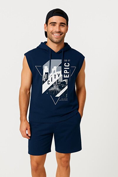 LAYORA Men's Hooded Sleeveless Sports Set