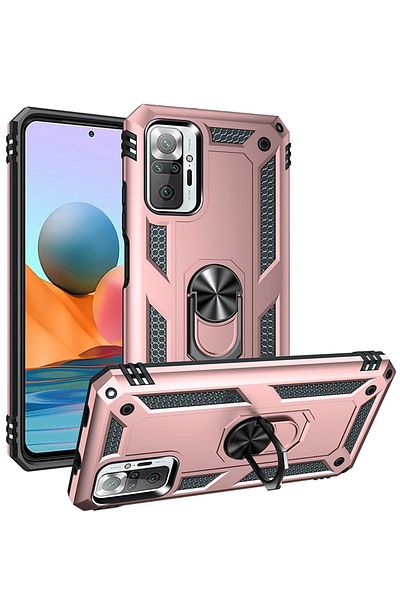 CepteToptan حافظة هاتف Xiaomi Redmi Note 10 Pro من السيليكون مع حلقة صوفيا - وردي - MKİ9902-1032