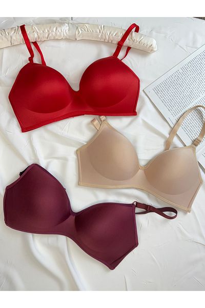 ROZENİN LINGERIE Lotus Unpadded Underwire Gatherer Economic Package Set of 3 Bras