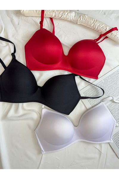 ROZENİN LINGERIE Lotus Unpadded Underwire Gatherer Economic Package Set of 3 Bras