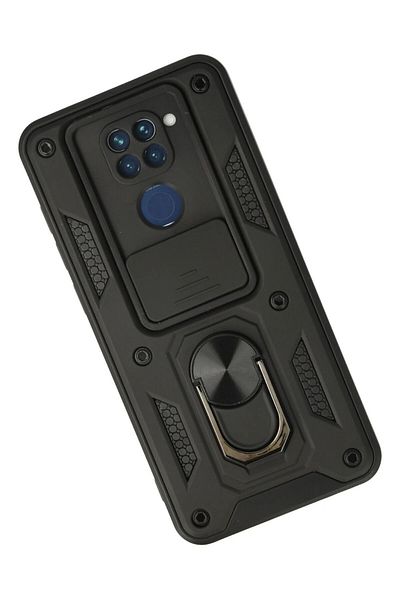 CepteToptan حافظة هاتف Xiaomi Redmi Note 9 من السيليكون مع حلقة عدسة Pars - أسود - MKİ4228-2329