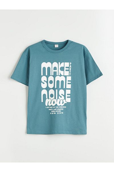 LC Waikiki Green Crew Neck Boy's T-Shirt