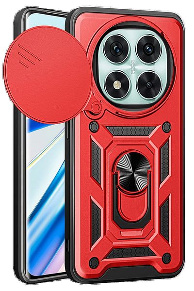 CepteToptan حافظة هاتف Xiaomi Redmi Note 14 Pro 5G من السيليكون مع حلقة عدسة Pars - أحمر - MKİ7487-6455