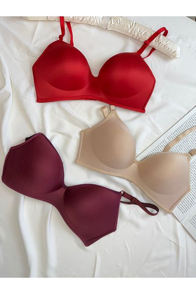 ROZENİN LINGERIE Lotus Unpadded Underwire Gatherer Economic Package Set of 3 Bras