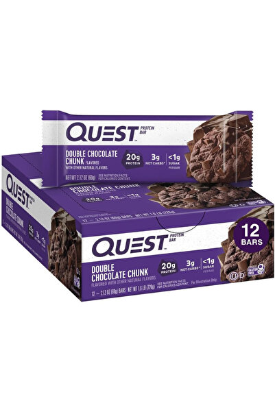 Quest بار بروتين، 60 جرام، قطعة شوكولاتة مزدوجة، عبوة من 12 قطعة