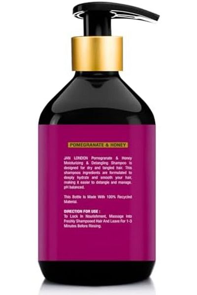 JAN LONDON JL Pomegranate & Honey Shampoo 500ml | Moisturizing & Detangling for Dry, Tangled Hair