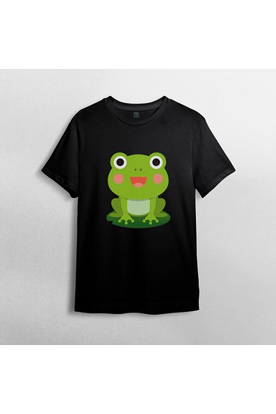 Pixxa Cute Frog Unisex 100% Cotton Crew Neck T-Shirt Model 4
