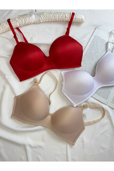 ROZENİN LINGERIE Lotus Unpadded Underwire Gatherer Economic Package Set of 3 Bras