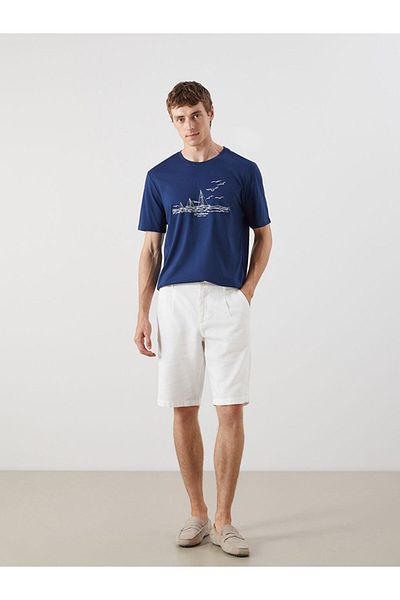 LC Waikiki New Season Crew Neck εμπριμέ χτενισμένο βαμβακερό ανδρικό Tisort - S5R657Z8