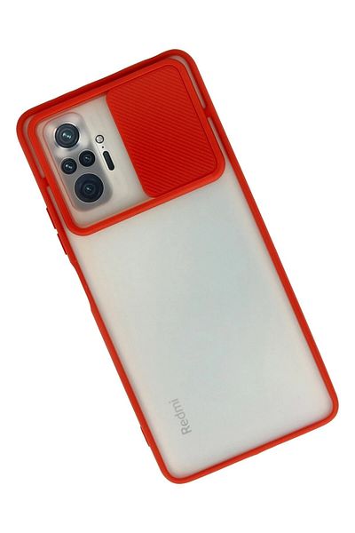 CepteToptan حافظة هاتف Xiaomi Redmi Note 10 Pro مصنوعة من السيليكون المنزلق للكاميرا - أحمر - MKİ2948-3359