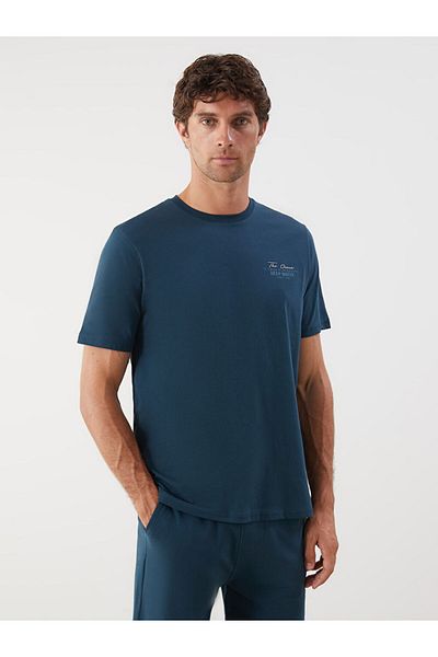 LC Waikiki Petrol Crew Neck Printed Combed Cotton Men's T-Shirt
